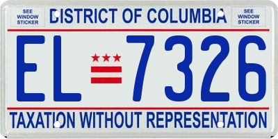 DC license plate EL7326