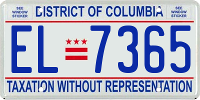 DC license plate EL7365