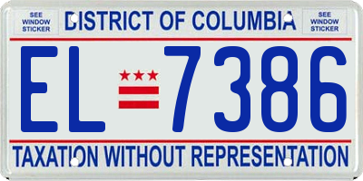 DC license plate EL7386