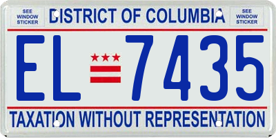 DC license plate EL7435