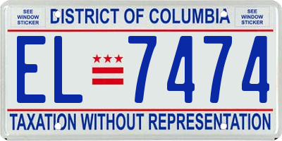 DC license plate EL7474