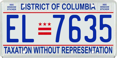 DC license plate EL7635