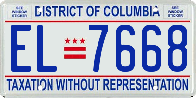 DC license plate EL7668