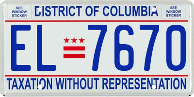 DC license plate EL7670