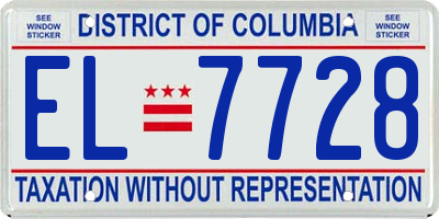 DC license plate EL7728
