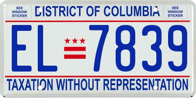 DC license plate EL7839