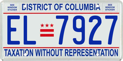 DC license plate EL7927
