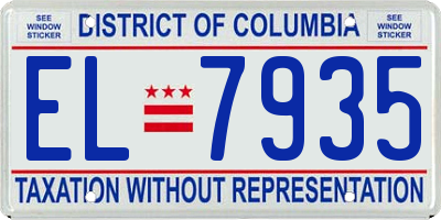 DC license plate EL7935