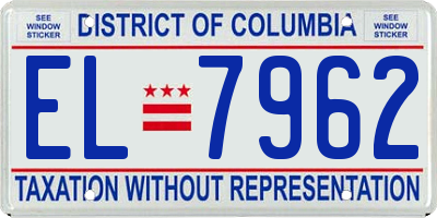 DC license plate EL7962