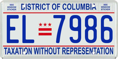 DC license plate EL7986