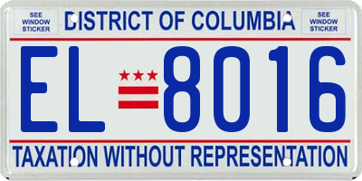 DC license plate EL8016