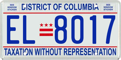 DC license plate EL8017
