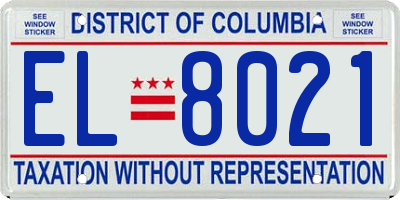 DC license plate EL8021