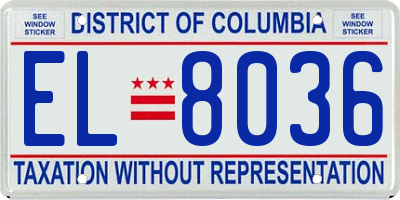 DC license plate EL8036