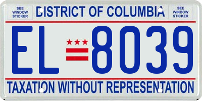 DC license plate EL8039