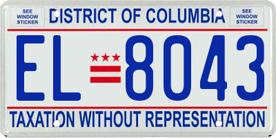 DC license plate EL8043