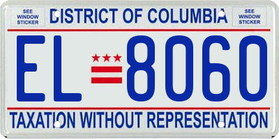 DC license plate EL8060