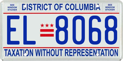 DC license plate EL8068