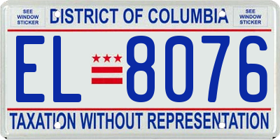DC license plate EL8076