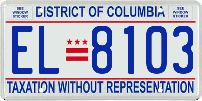 DC license plate EL8103