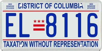 DC license plate EL8116