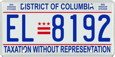 DC license plate EL8192