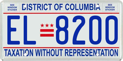 DC license plate EL8200