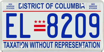 DC license plate EL8209
