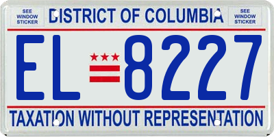 DC license plate EL8227
