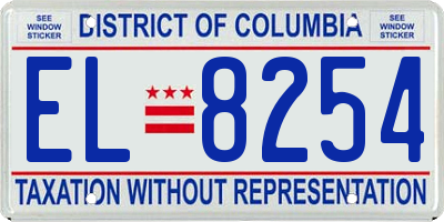 DC license plate EL8254
