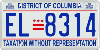 DC license plate EL8314