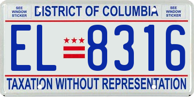 DC license plate EL8316