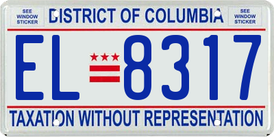 DC license plate EL8317