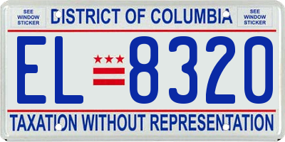 DC license plate EL8320