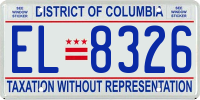 DC license plate EL8326