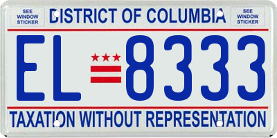 DC license plate EL8333