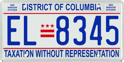 DC license plate EL8345