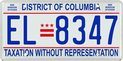 DC license plate EL8347