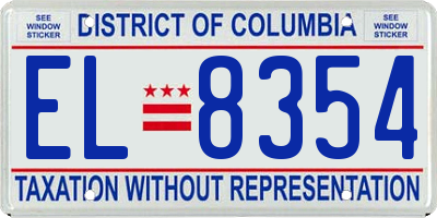 DC license plate EL8354