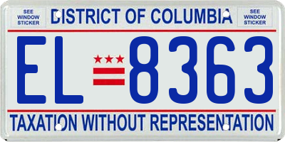 DC license plate EL8363