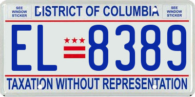 DC license plate EL8389