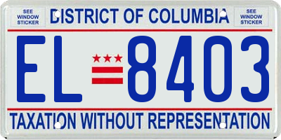 DC license plate EL8403