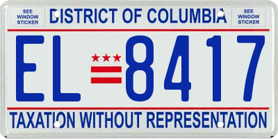 DC license plate EL8417
