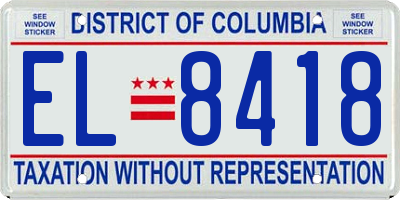 DC license plate EL8418