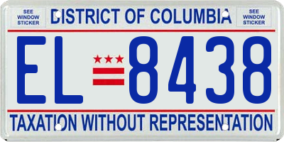 DC license plate EL8438