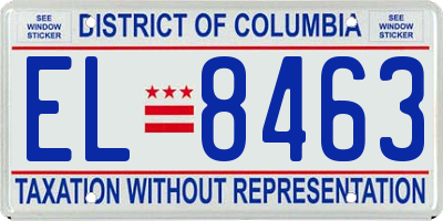 DC license plate EL8463