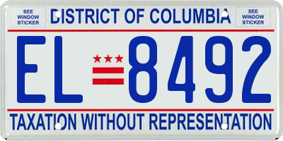 DC license plate EL8492