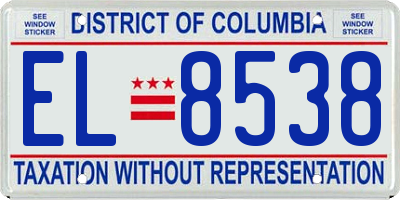 DC license plate EL8538