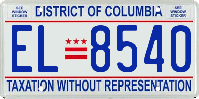 DC license plate EL8540
