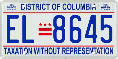 DC license plate EL8645